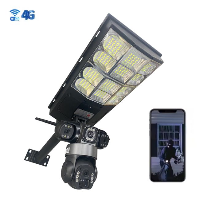 Picture of VRT-LD002 Solar Street Light with Triple-Lens 4G/Wi-Fi Security Camera