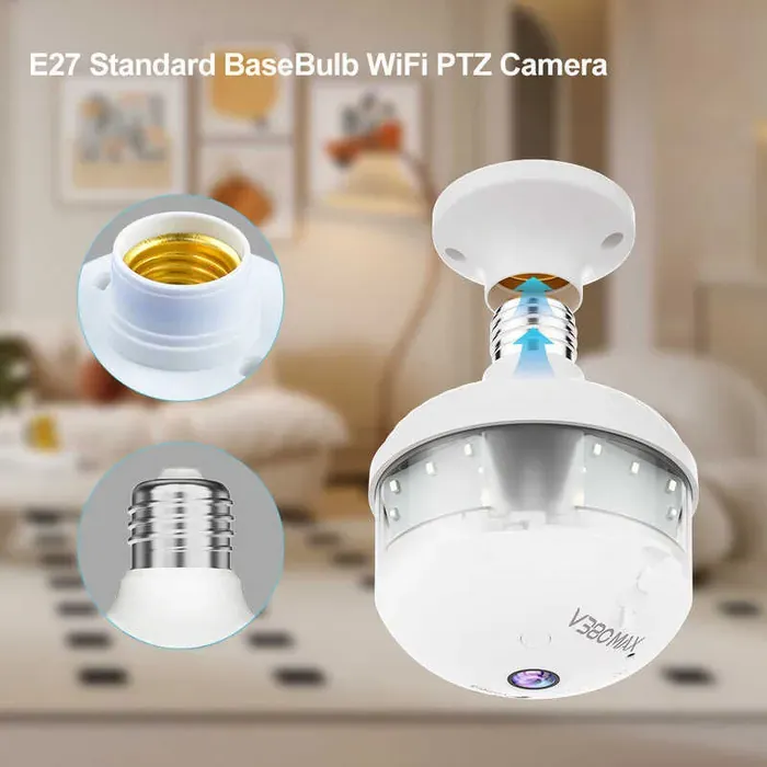 Picture of V380 Pro-Max D8 Camera 2-In-1 Lamp-Style Security Camera E27 Bulb 4Mp WIFI